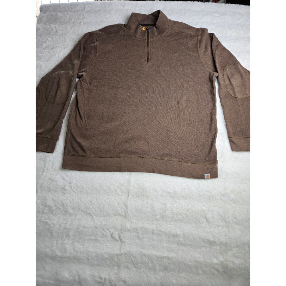 Carhartt Mens 2XL Brown 100% Cotton Relaxed Fit‎ Quarter Zip Pullover